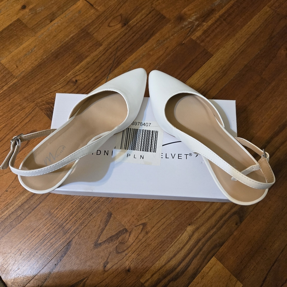 White Midnight Velvet White Women's Slingback Heels